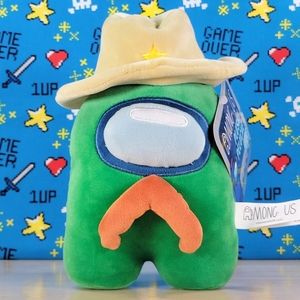 Among Us Green Crewmate 7" with Sheriff Hat Series 3 Video Game Toy Plush HTF